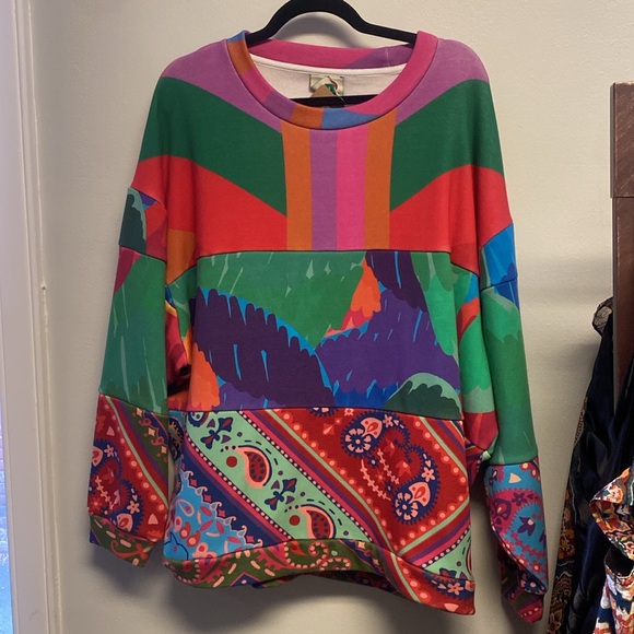 FARM Rio Tops - FARM Rio Multicolor Graphic Sweatshirt - Green, Red, Purple, Blue